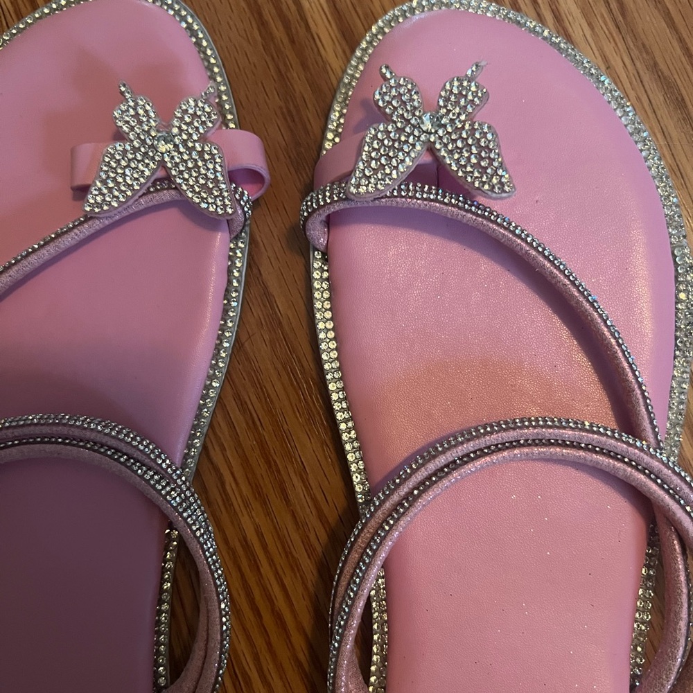 Pink Butterfly Rhinestone Sandals - Picture 2 of 3